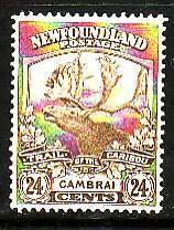 Newfoundland-Sc#125- id11-unused small hinge remnant 24c bistre Caribou-Cambrai-