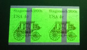 2228b Imperf & Huge Tagging Shift Error / EFO Pair Stagecoach Cat $175 Mint NH