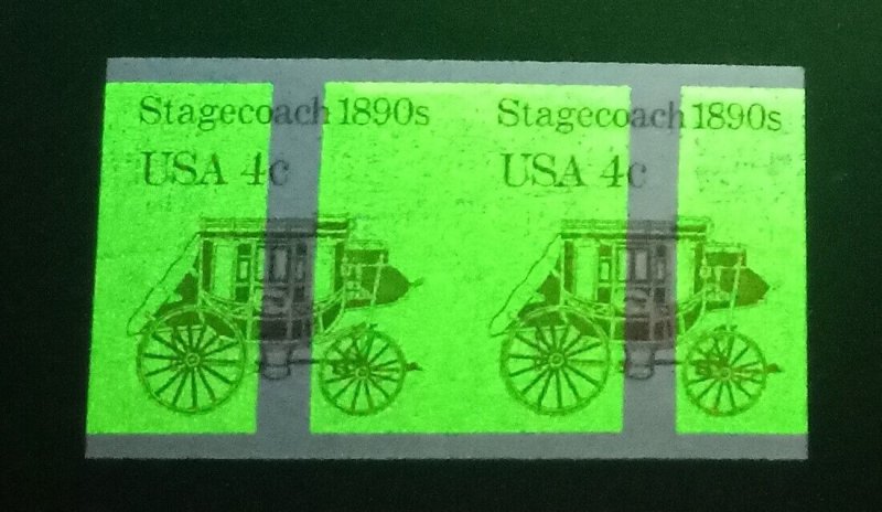 2228b Imperf & Huge Tagging Shift Error / EFO Pair Stagecoach Cat $175 Mint NH