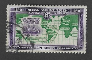 NEW ZEALAND #237 Used 6p Route of Ship Stamp 2019 CV $1.50