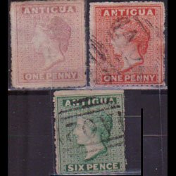 ANTIGUA 1863 - Scott# 2-4 Queen Victoria Set of 3 Used