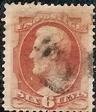 US  159 Used 1873 6c dull pink Lincoln CV $20.00