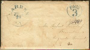 Envelope/Letter dated 1854 3c Paid