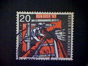 Germany, Scott #B358, used (o), 1957,  Miner and Conveyor, (20+10)pfs