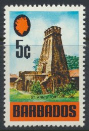 Barbados  SG 403a SC# 332  MH  Glazed PaperSt Anne's Fort   1971 see scan