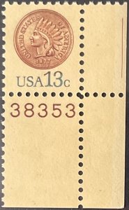 Scott #1734 1978 13¢ Indian Head Penny MNH OG plate number single