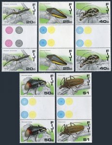 Fiji 574-578 gutter, MNH. Mi 568-572. Beetles 1987. Bulbogaster ctenostomoides,