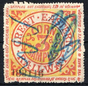 GB RAILWAY GER Large Stamp 3d *CORN SAMPLES* Great Eastern Railway Used SS3480