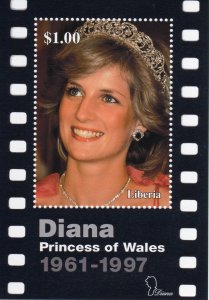 Liberia 1997 Tribute to Princess Diana Souvenir Sheet  Perforated MNH