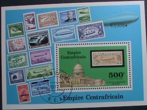 ​CENTRAL AFRICA-1977-CAPITAL-WASHINGTON D.C. STAMPS ON STAMPS-CTO-S/S- VF