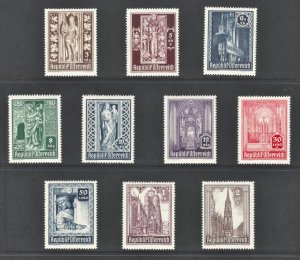 Austria #B189-98 (1947) Church Art, St. Stephen's Cathedral,  Vienna MNH