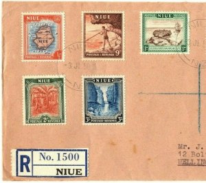 NIUE 1950 FDC Set{10} First Day Cover REGISTERED Ngongotaha NZ {samwells}EB213