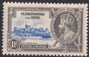 St Christopher - Nevis 1935 KGV 1 1/2d Silver Jubilee MM SG 62 ( R267 )