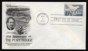 #1721 13c Peace Bridge, Art Craft-Hand Cancel FDC **ANY 5=FREE SHIPPING**