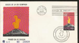 RA) 1968 MEXICO, OLYMPIC TOURCH, PYRAMID OF THE SUN OF TEOTIHUACAN, ROUTE