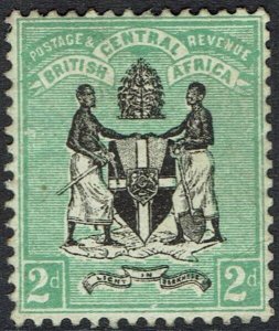 BRITISH CENTRAL AFRICA 1895 ARMS 2D NO WMK