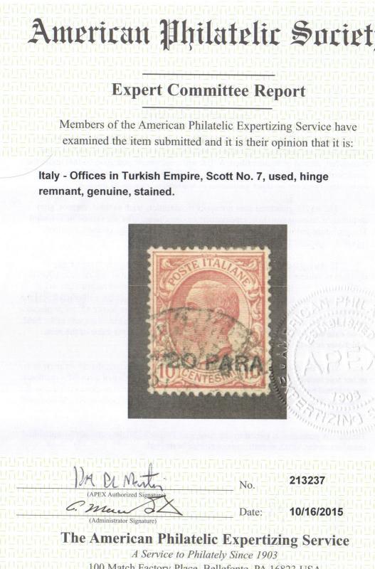 Italian Office In Turkish Empire #6 - #7 Used Rare Duo **With Certificates**