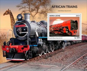 SIERRA LEONE - 2023 - African Trains - Perf Souv Sheet - Mint Never Hinged