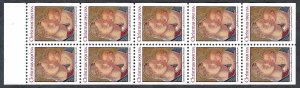 United States 2578a Non-denominated Madonna & Child. Booklet pane of 10. MNH