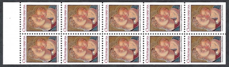 United States 2578a Non-denominated Madonna & Child. Booklet pane of 10. MNH