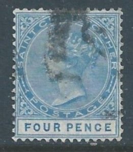 St. Christopher #6 Used 4p Queen Victoria - Wmk. 1 - Perf 14