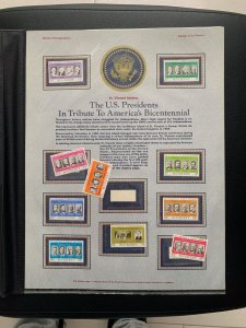 ST. Vincent US president stamp panel big size with plastic holder