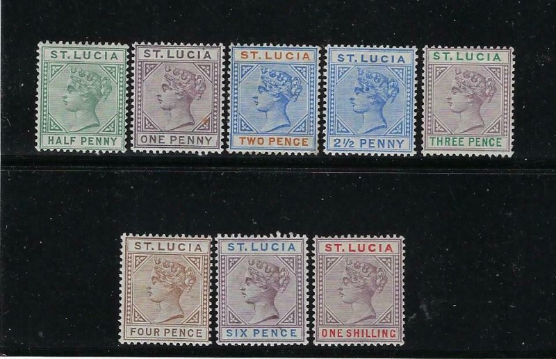 ST. LUCIA SCOTT #27-37 1883-98 VICTORIA DEFINITIVES- DIE B- MINT LIGHT HINGED