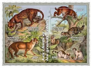 Togo 2021 MNH Wild Animals Stamps Wild Cats & Big Cats 4v M/S