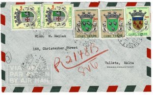 Cape Verde 1963 S. Vincente cancel on registered cover to MALTA