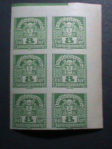 AUSTRIA -1920-SC#P33-OVER 100 YEARS OLD-MERCURY STAMPS-IMPERF-MNH - BLOCK-VF