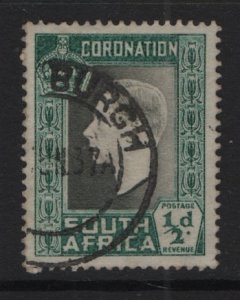 South Africa #74a  used 1937  coronation  .   1/2d .  single .  English