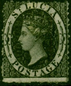 St Lucia 1864 (1d) Intense Black SG11x Wmk Reversed Fine MM (2)