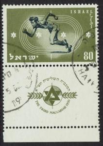 ISRAEL 1950 MACCABI GAMES 80M WITH TAB USED