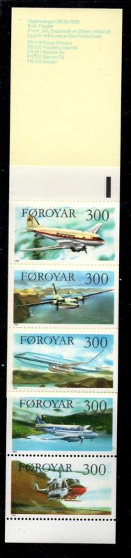 Faroe Islands Sc 138a 1985 Airplanes stamp booklet pane in booklet mint NH