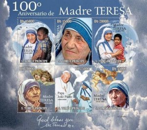 S. TOME & PRINCIPE 2010 - 100th Anniversary of Mother Teresa 6v