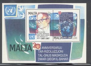 Malta Sc 709 1987 Peaceful Seas stamp souvenir mint NH