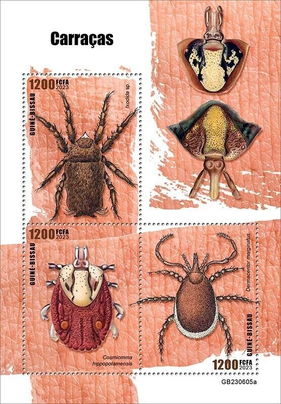 GUINEA BISSAU 2023 TICKS SHEET MINT NEVER HINGED