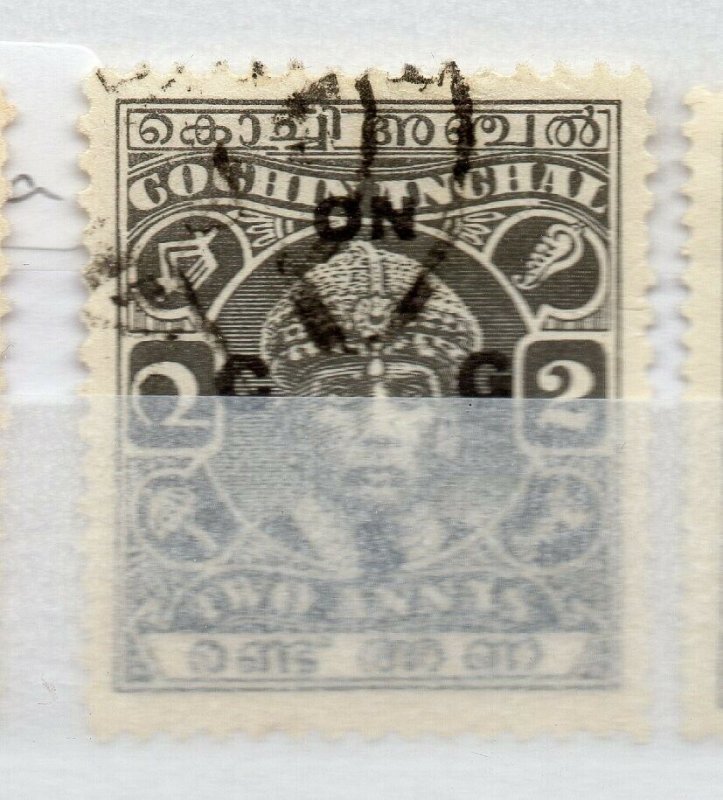 India Cochin 1938-44 Early Issue used Shade of 2a. Optd NW-16062