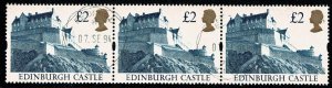 GB 1992 £2 Castle High Value (Harrison). Fine used strip of three. SG 1613