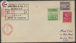 Cuba 1951 Vapor Bahia de Nuevitas Letter with Guatemala Meter and US Postage ...