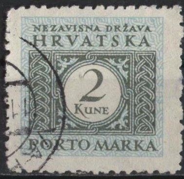 Croatia J22 (used) 2k postage due, lt blue & gray (1942)