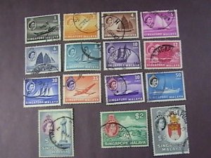 MALAYA/SINGAPORE # 28-42-USED---COMPLETE SET---1955(LOTA)