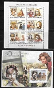 Comoro Islands 1067-68 Actress Romy Schneider Mint NH