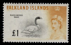 FALKLAND ISLANDS QEII SG207, £1 black & orange-yellow, LH MINT. Cat £55.