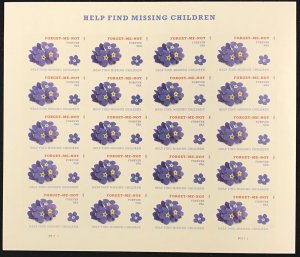 4987   Forget-me-not Missing Children MNH Forever sheet of 20   FV $11.00   2015