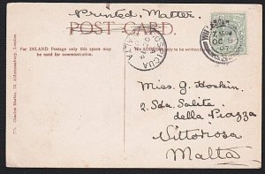 GB TO MALTA 1907 postcard Willesden to Cospicua with arrival cds...........A8155