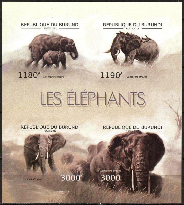 Burundi 2012 Animals Elephants Sheet Imperf. MNH