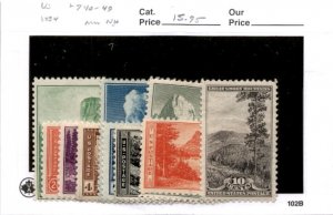 United States Postage Stamp, #740-749 Mint NH, 1934 National Parks (AU)