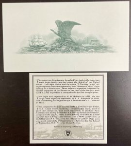 BEP B141 Souvenir Card American Renaissance Intaglio Print Green Eagle & Ships