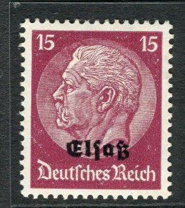 GERMANY;  ALSACE 1940 early Hindenburg Optd. issue Mint hinged 15pf. value